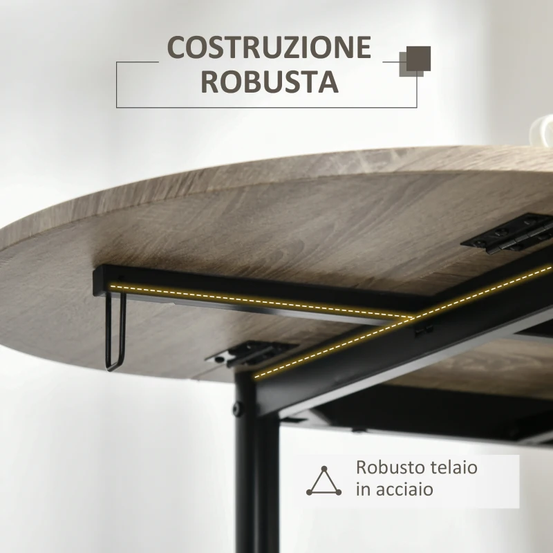 HOMCOM Set da Pranzo 3 Pezzi con 2 Sedie e 1 Tavolo da Pranzo Ovale in MDF e Acciaio per Spazi Limitati