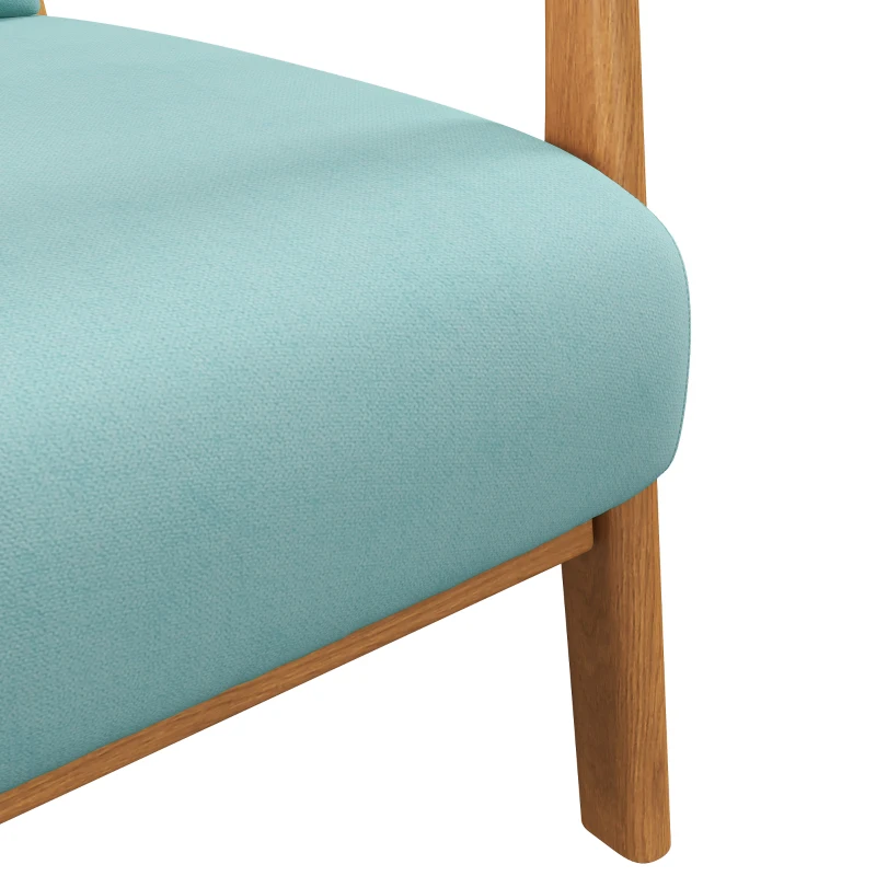 HOMCOM Fauteuil de salon avec cadre en bois massif fauteuil lounge - assise profonde - accoudoirs - aspect velours bleu