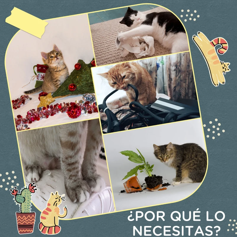 PawHut Árbol Rascador para Gatos 116 cm Tipo de Cohete Torre para Gatos con Postes Cama Cueva Juguete Estrella Ø44x116 cm Azul