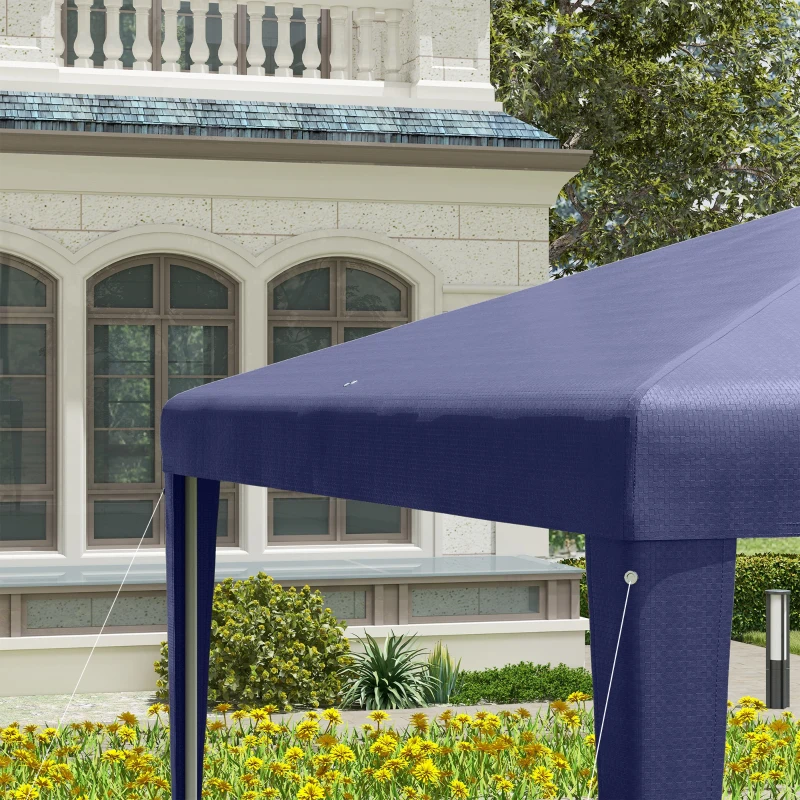 Outsunny Carpa Desmontable 3x3 m Cenador Pabellón de Jardín con 4 Orificios de Drenaje y Marco de Metal para Terraza Patio Azul
