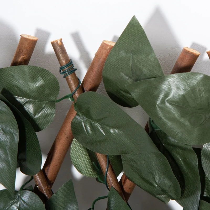 Outsunny Finta Siepe 8 Pezzi Parete Verde Estensibile per Esterni, in Legno e Poliestere, 200x100cm