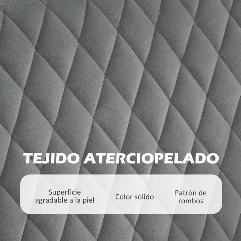 HOMCOM Sofá de 2 Plazas Tapizado en Terciopelo con 2 Almohadas Reposabrazos y Patas de Acero Carga 240 kg 124x69x76 cm Gris