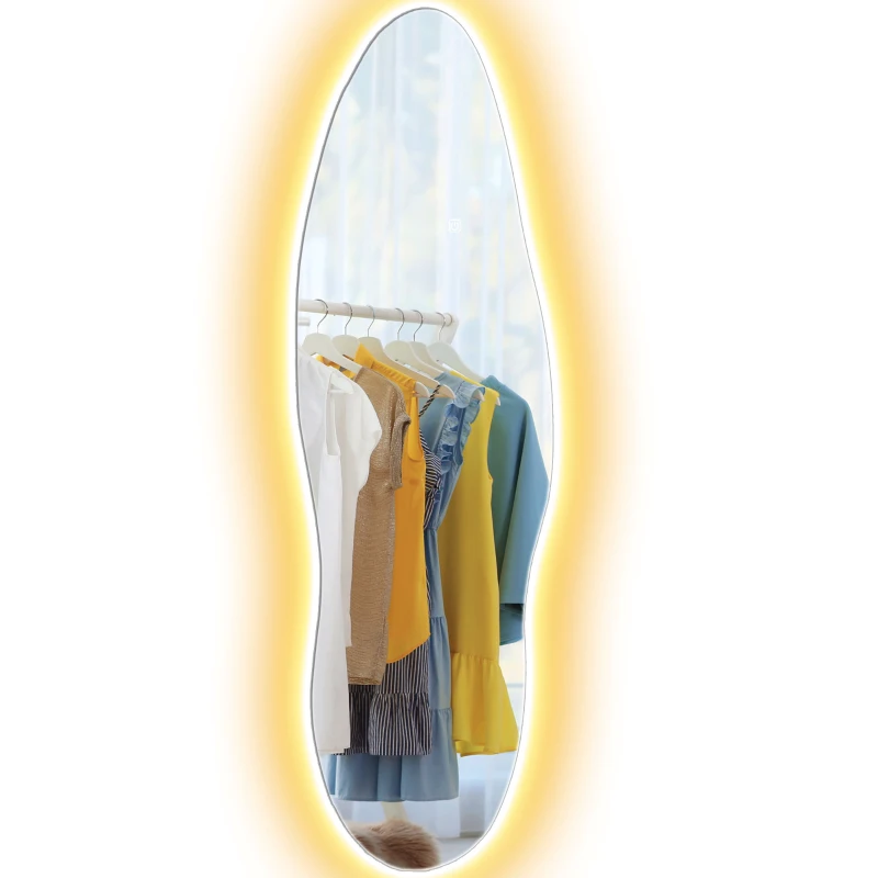 HOMCOM Espejo de Pared de Cuerpo Entero con Luces LED 120x40 cm con Iluminación de 3 Colores Función de Memoria Transparente(m-10)