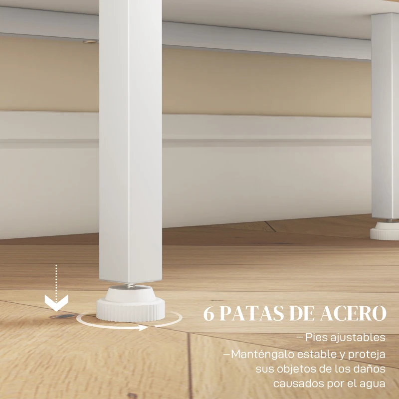 HOMCOM Aparador de Cocina Aparador Blanco con Puerta de Malla 4 Compartimentos Abiertos y Estante Ajustable 120x37x81,5 cm