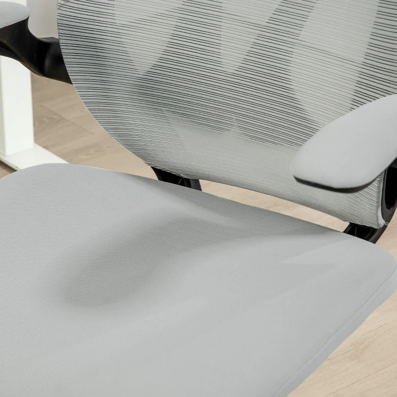 HOMCOM Silla de Oficina Giratoria con Altura Ajustable Reposabrazos Abatibles y Función de Basculante Carga 120 kg Gris Claro