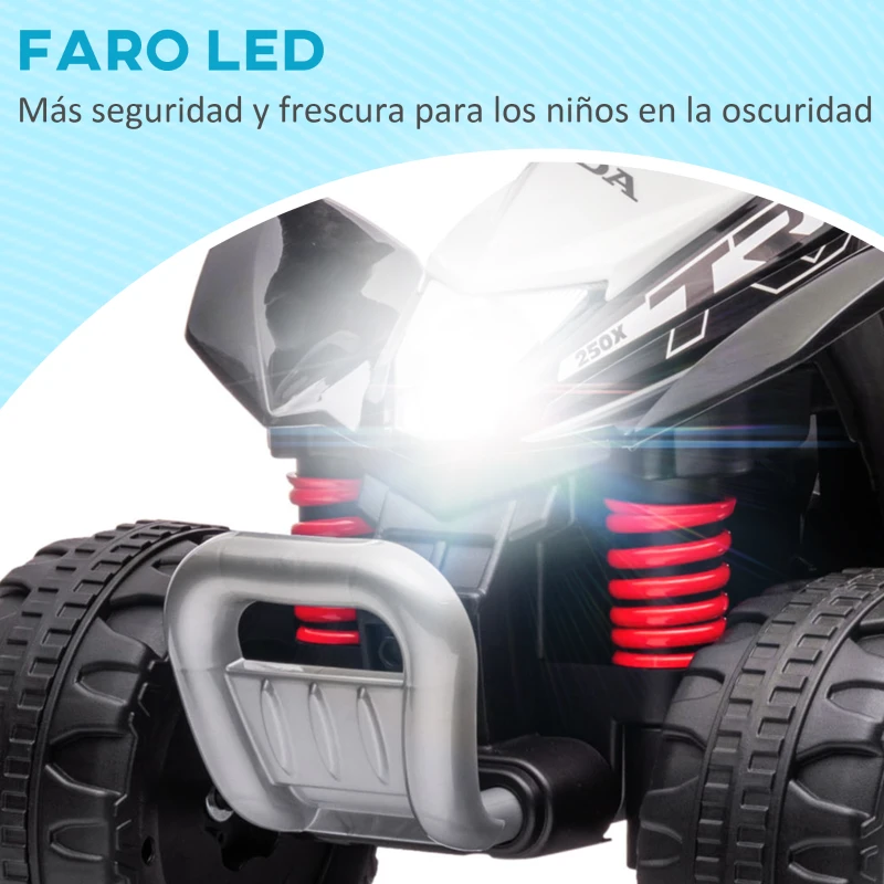 AIYAPLAY Quad Eléctrico HONDA para Niños 18-36 Meses Vehículo Eléctrico a Batería con Faros LED  Bocina 65,5x38,5x43,5cm Negro