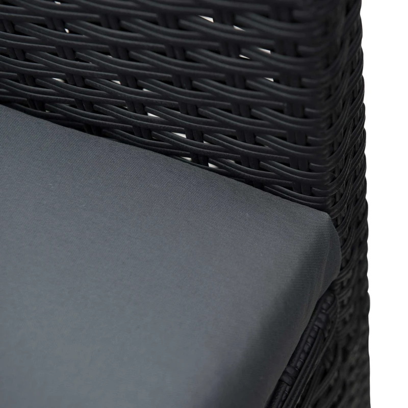 Outsunny 4 Pieces PE Rattan Garden Sofa Set with Cushions, Outdoor Patio Wicker Weave Conservatory Furniture Set with a Loveseat, 2 Armchairs and a Glass Top Coffee Table, Black