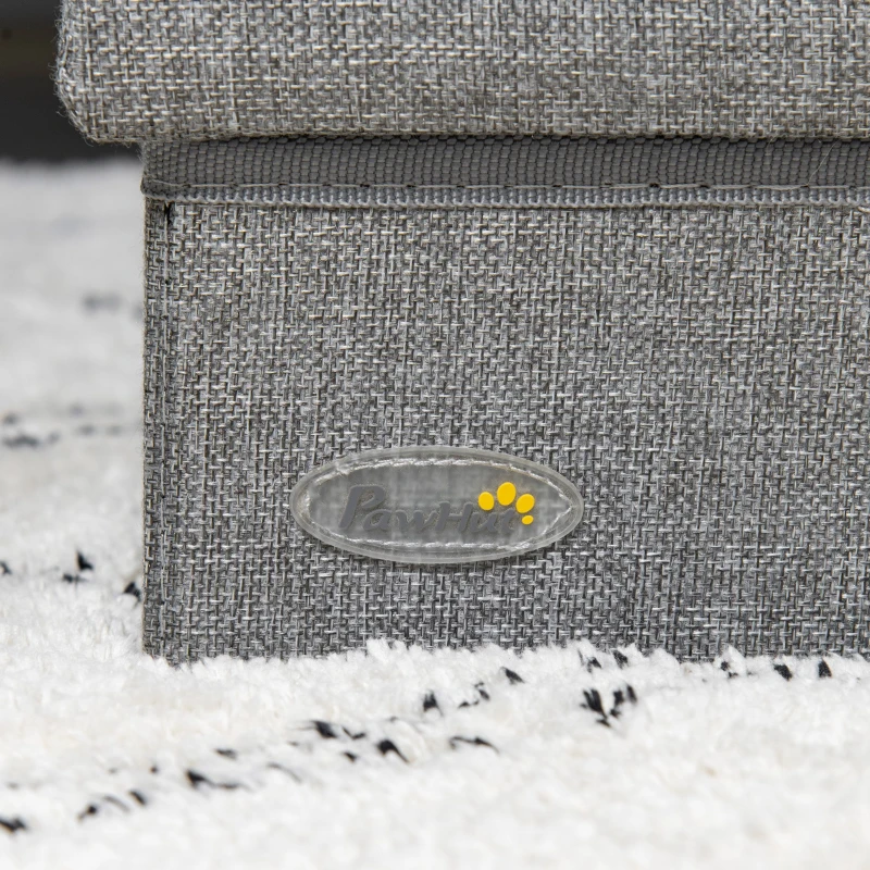 PawHut Escalera para Mascotas de 3 Peldaños Escalones para Perros Gatos con Espacio de Almacenamiento 63,5x42,5x40,5 cm Gris