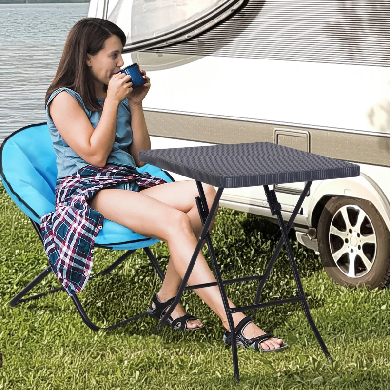 Outsunny Klapptisch in Rattanoptik, Dunkelbraun, 60 x 60 cm