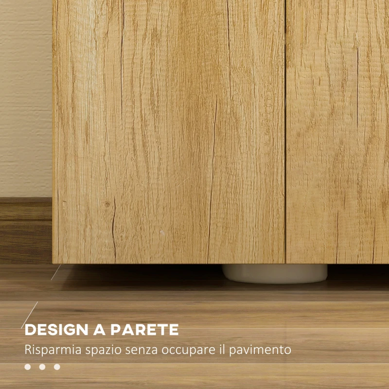 HOMCOM Mobiletto Bagno Sottolavabo Sospeso a 2 Ante con 2 Ripiani in Legno, Colore Naturale