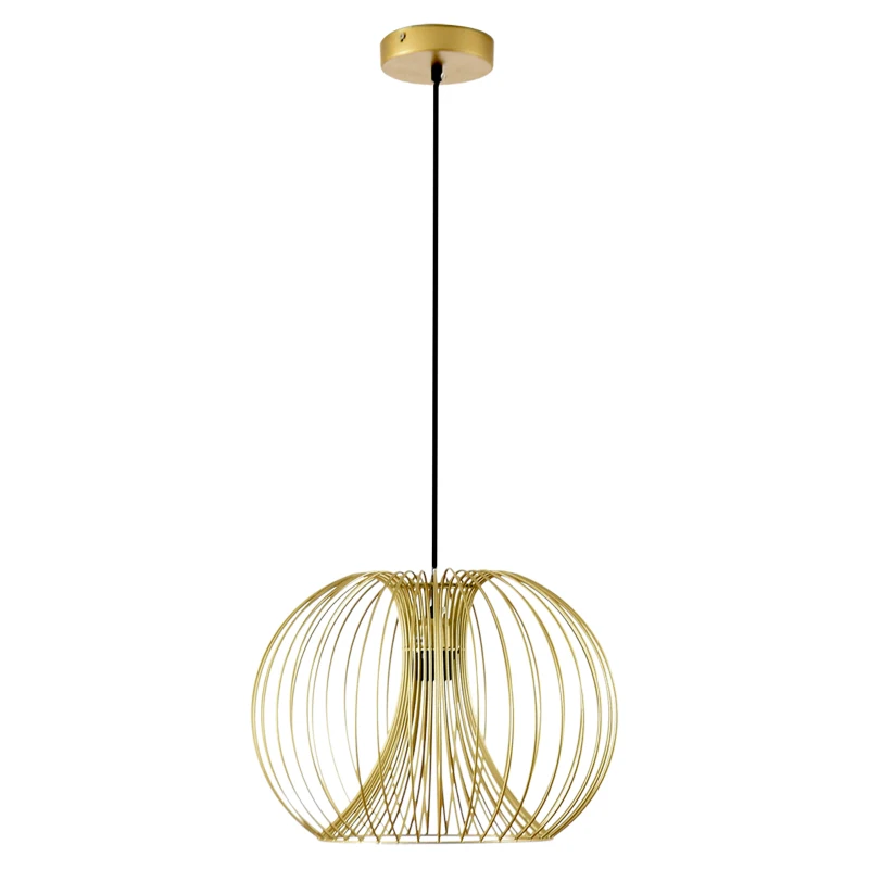 HOMCOM Lámpara Colgante Moderna con Casquillo E27 Máx. 40W y Cuerda Ajustable Lámpara de Suspensión de Metal para Comedor Dormitorio Salón Ø37x150 cm Dorado