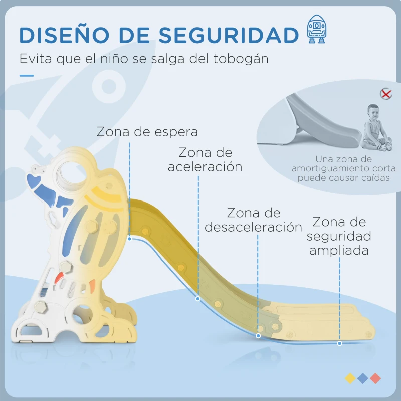 AIYAPLAY Tobogán Infantil para Niños de 18-36 Meses con 3 Escalones Antideslizantes para Interior Exterior 157x46,5x80 cm Gris