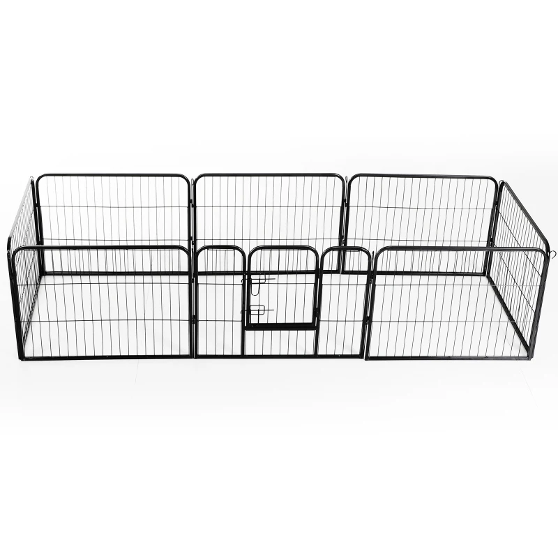Pawhut Heavy Duty Dog pen 8 Panel Pet Puppy PlayPen Rabbit Hutch Run indoor outdoor Black, 80 x 60 cm