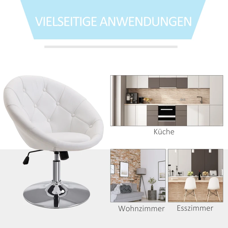 HOMCOM Sessel Wohnzimmer Loungesessel Relaxsessel mit Stahlbasis Lesesessel aus Kunstleder, Polstersessel für Schlafzimmer Weiß