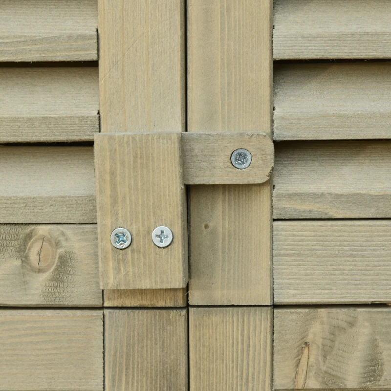 Outsunny Gartenschrank Holz Geräteschuppen Gerätehaus mit Asphaltdach Lamellentür Geräteschrank Schuppen Garten 4 Fächer Grau 87 x 46,5 x 160 cm