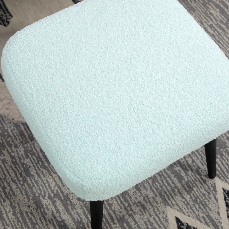 HOMCOM Hocker, Fußstütze, gepolsterter Sitz, Kaschmir-Optik, Stahlbeine, 42 x 42 x 44 cm, Hellblau