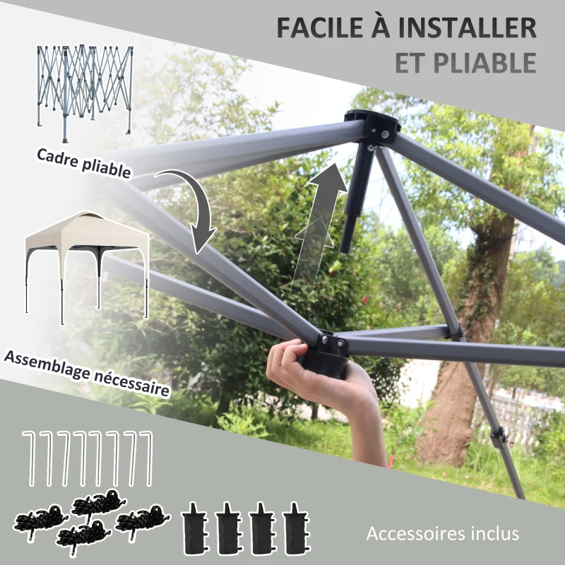 Outsunny Tonnelle 2,5 x 2,5 m barnum de jardin Pop-up pliant hauteur réglable Oxford anti UV50+ châssis acier sac de transport