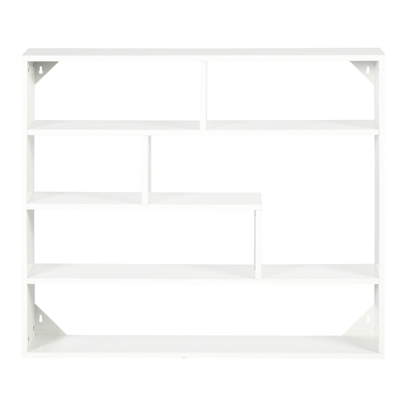 HOMCOM Libreria a Muro Moderna in Legno a 4 Livelli, 94x19.5x80cm, Bianco