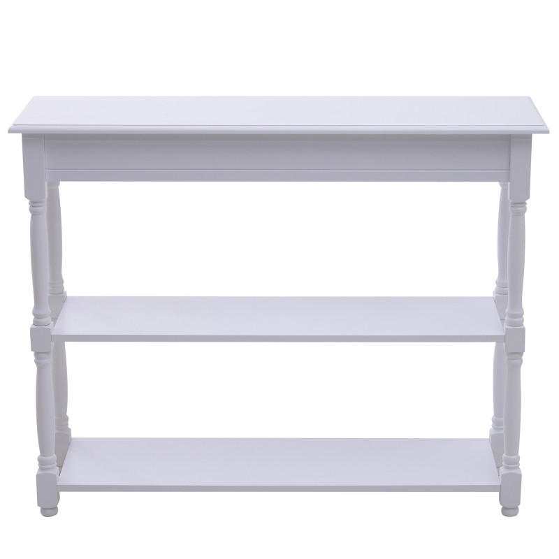 HOMCOM Mueble Recibidor Pasillo Mesa Consola Entrada Mesa Auxiliar con 2 Estantes 100x30x80cm Madera