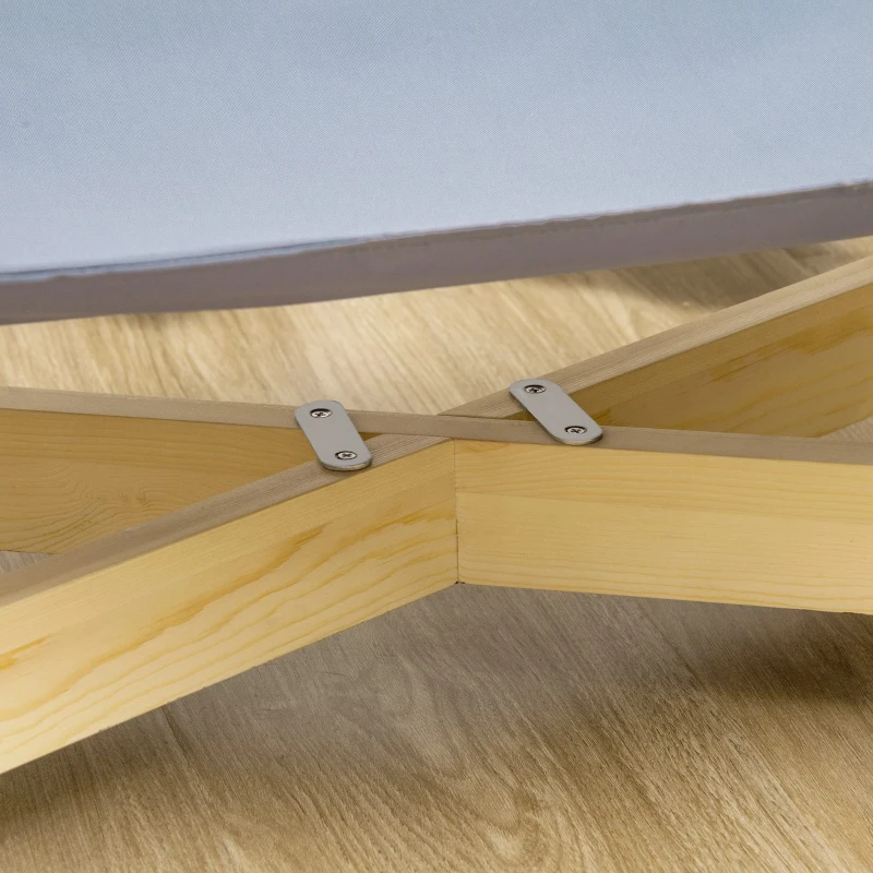 PawHut Hundebett Haustierbett mit Kissen Hundeschlafplatz für drinnen und draußen Hundeliege erhöhtes Design Kiefernholz Natur+Hellgrau 72 x 40 x 25 cm