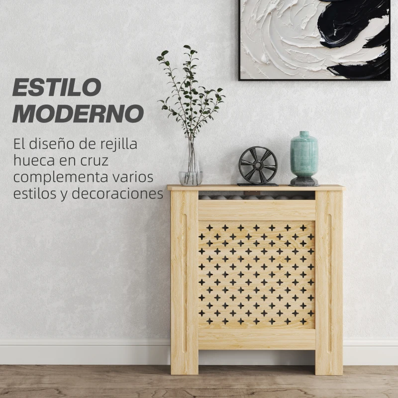 HOMCOM Cubreradiador de MDF Cubierta para Radiador para Salón Dormitorio Pasillo 78x19x82 cm Roble