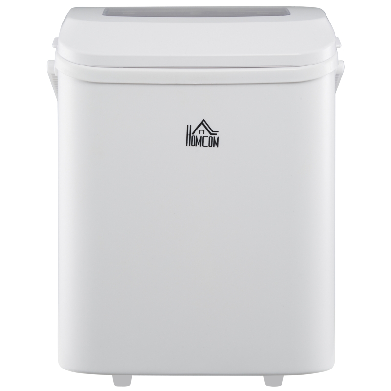 HOMCOM Máquina de Hacer Hielo 12 kg/24h Autolimpieza 9 Cubitos de Hielo en 6-12 Minutos 2 Tamaños de Cubitos Crema