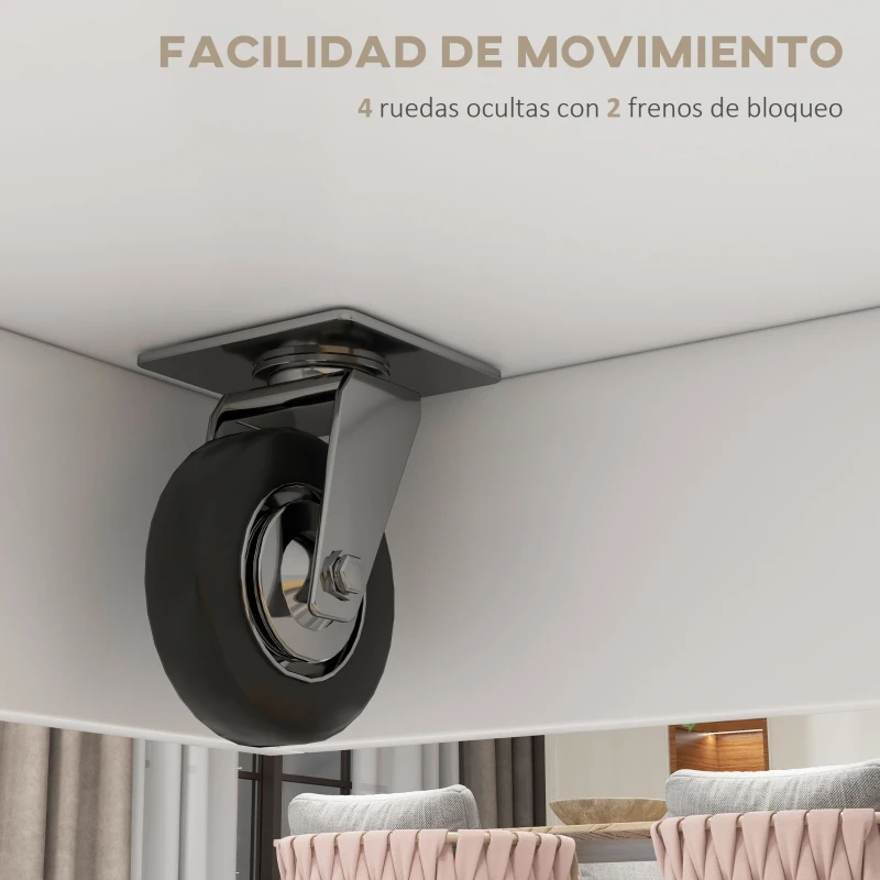 HOMCOM Isla de Cocina Carro de Cocina con Encimera de Madera Plegable 2 Puertas 2 Cajones Estante Ajustable y 4 Ruedas 105x60x90,5 cm Blanco