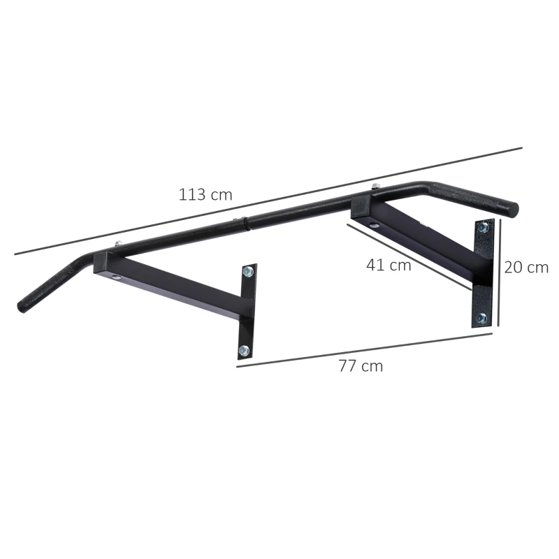 HOMCOM Barra per Trazione a Muro Professionale con Struttura in Acciaio, 113 x 41 x 20cm, Nero