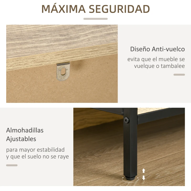 HOMCOM Aparador de Cocina Armario con 2 Puertas Estantes Ajustables y 3 Compartimentos Abiertos Muebles Auxiliar para Comedor Salón 120x39,2x76 cm Roble