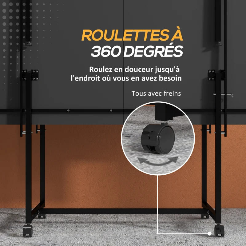 SPORTNOW Table de tennis de table ping-pong pliable compacte 4 roulettes pour intérieur 274L x 152,5l x 75,5H cm