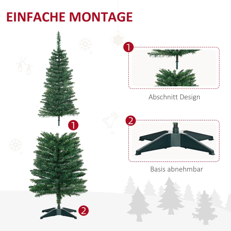 HOMCOM Weihnachtsbaum künstliche Künstliche Tanne Christbaum, inkl Ständer Weihnachtsstern 1,5 m, Grün