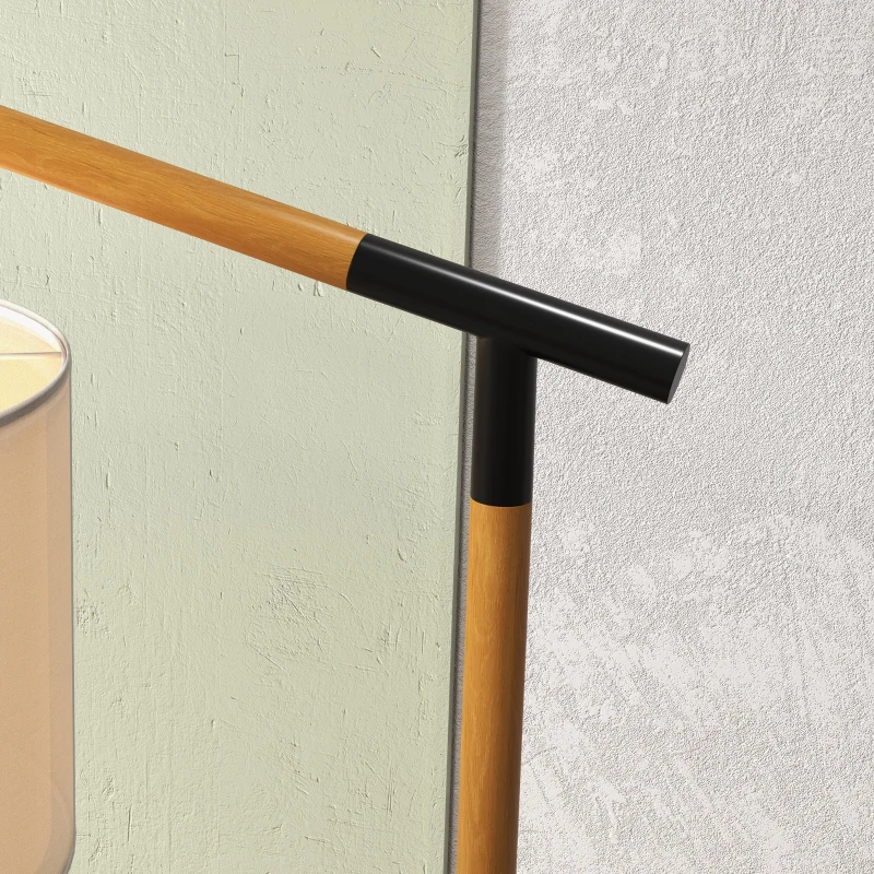 HOMCOM Metal Frame Floor Lamp with 350 Degree Rotating Lampshade, for Living Room and Bedroom, LED Bulb Included, Brown