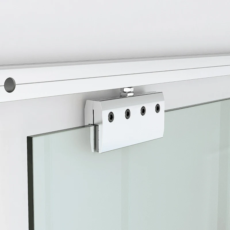 HOMCOM Puerta Corredera de Cristal 90x205 cm Puerta Corrediza Deslizante con Riel de Cristal de Seguridad Translúcido(m-8)