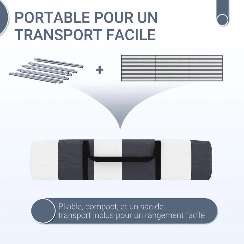 Outsunny Paravent brise-vent de camping portable pliable avec sac de transport et poteaux en acier dim. 540 cm x 150 cm