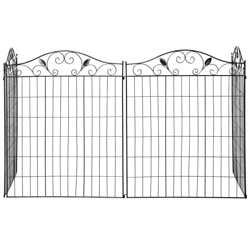 Outsunny Garden Decorative Fence 4 Panels 44in x 12ft Metal Wire Landscape Border Edging