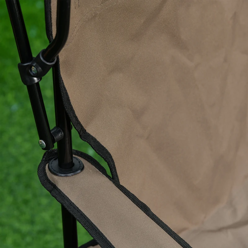 HOMCOM Chaise de Camping Pliable Grand Confort Pare-Soleil + Porte-gobelets intégrés, possibilité d'être portée en Sac à Dos Marron Noir