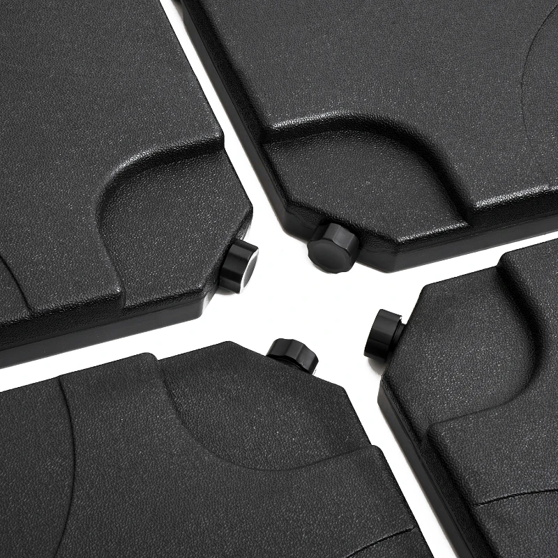 Outsunny Schirmfuß, Gewichte für Schirmständer, 4-teilig, befüllbar, HDPE, schwarz, 50 x 50 x 7,5 cm