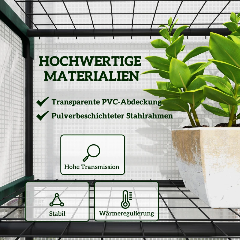Outsunny Mini-Gewächshaus für Blumen oder Gemüse, Stahl, Kunststoff, 69L x 49B x 193H cm, Weiß