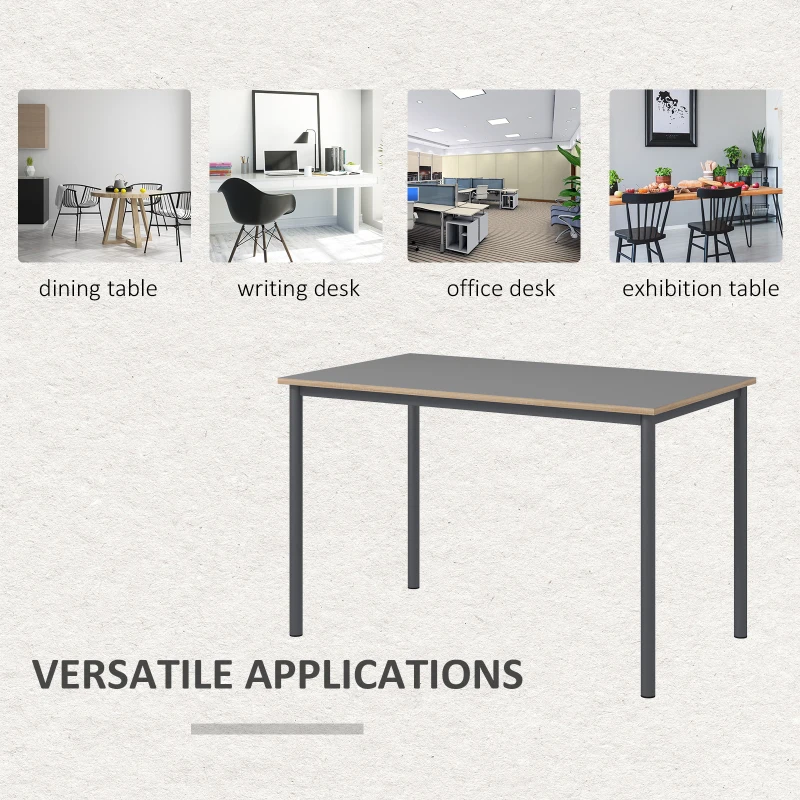 HOMCOM Dining Table w/Steel Frame，Kitchen Table for 4 People，75H x 120L x 70Wcm，Minimalistic Style for Living Room, Dining Room Grey