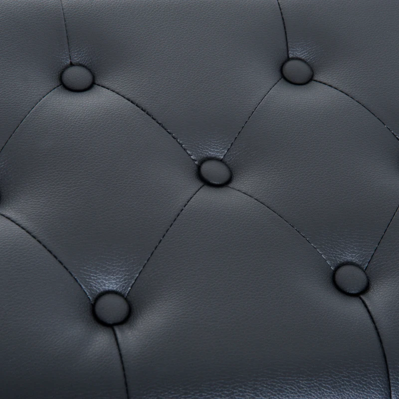 HOMCOM Sgabello per Pianoforte Trapuntato con Vano Contenitore, in Legno e Pelle PU, 54.5x33x48-58 cm, Nero