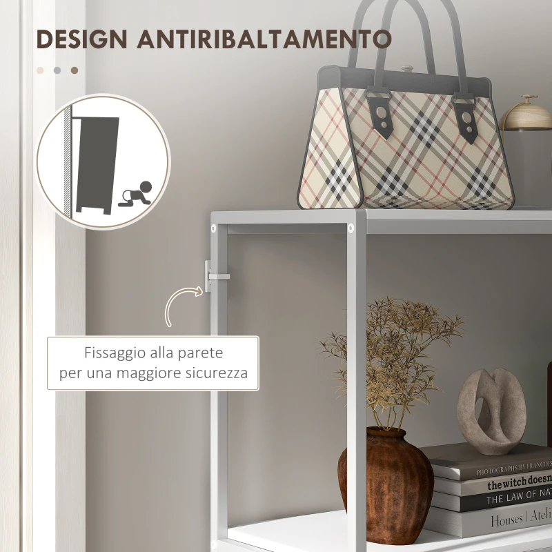 HOMCOM Tavolo Consolle da Ingresso con Ripiano Aperto, in Acciaio e Truciolato, 100x30x87 cm, Bianco