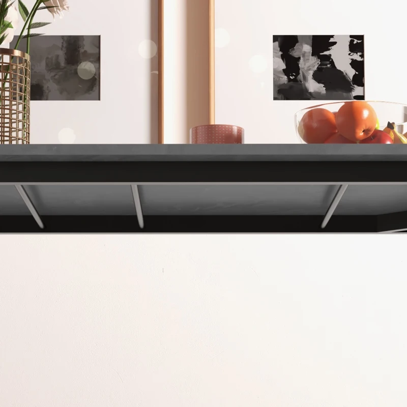 HOMCOM Esszimmertisch, Küchentisch, erweiterbar, für 6 Personen, 160x70, Dunkelgrau(m-9)