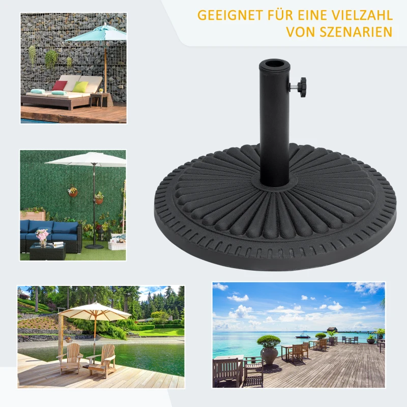 Outsunny Sonnenschirmständer 14  kg Schirmständer Rund Schirmhalter, Ständer Schirmgewicht für Sonnenschirm 35-48mm Rohrdurchmesser, für Balkon, Terasse, Garten, Schwarz