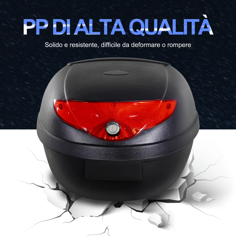 HOMCOM Baule Bauletto per Moto Motorini Scooter Posteriore Universale in Plastica 40 x 38 x 28cm Nero, 24L