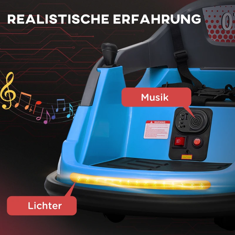HOMCOM Elektro-Scooter für Kinder, 3 km/h, Lichter und Musik, Sicherheitsgurt, Blau