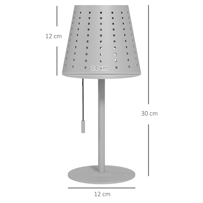 Outsunny Solar Tischleuchte, dimmbar, wetterfest, für Indoor & Outdoor, Metallständer, Ø14 x 30 cm, Grau