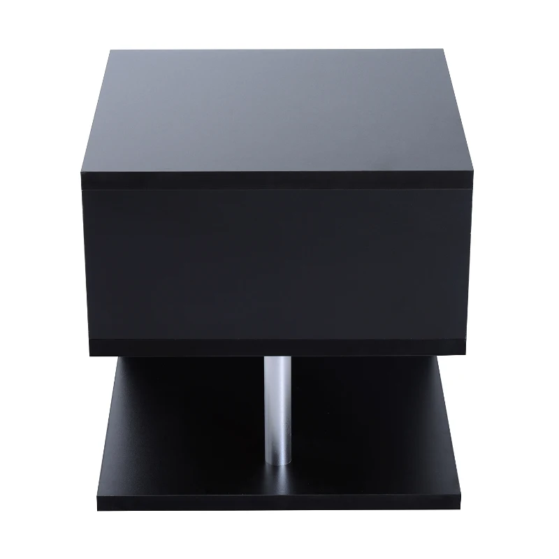 Homcom Table Basse Carré Noire 50 x 50 x 50 cm