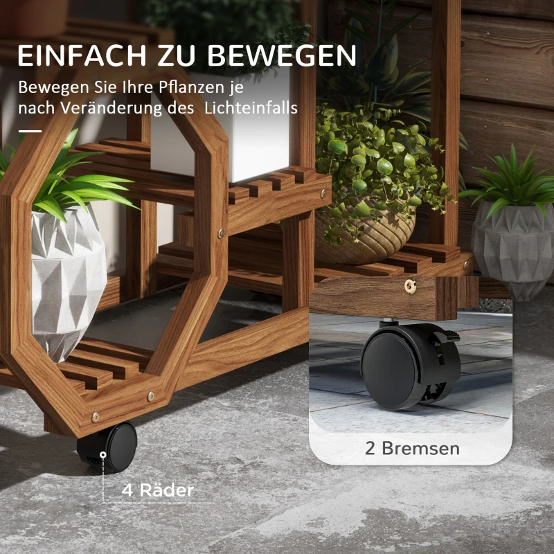Outsunny Blumenregal, 6 Regalböden, mobil, Indoor & Outdoor, 86 x 30 x 102cm, Dunkelbraun