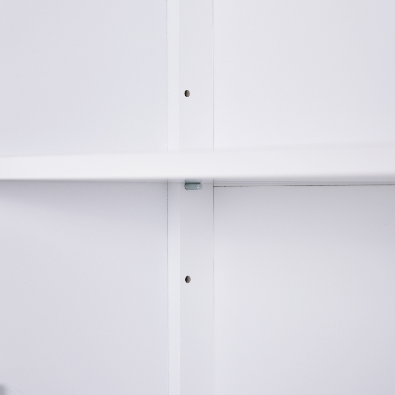 HOMCOM Buffet de cuisine Vaisselier en Vitrine Placard de  Rangement sur pied - 2 Portes en Verre, étagère - dim. 80L x 28l x 84H cm - Bois Blanc