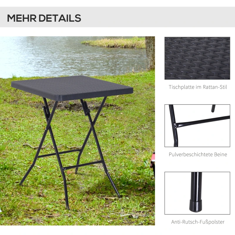 Outsunny Klapptisch in Rattanoptik, Dunkelbraun, 60 x 60 cm
